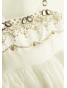 Ivory Beaded Satin Tulle Tutu Princess Flower Girl Dress